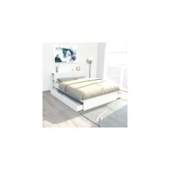 Le Quai Des Affaires Lit RIGA 160x200cm + TĂȘte De Lit + 2 Tiroirs / Blanc