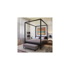 Marque Generique Lit Double à Baldaquin ROMANCE 160x200 / Noir