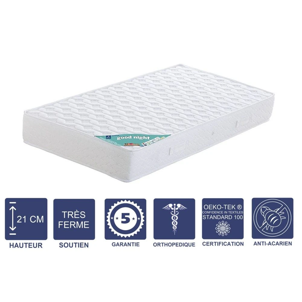 Literie Julien Matelas + Alèse 160x200 X 21 Cm - Très Ferme - Aertech+ 35 Kg/m3 HR ... 3 Literie Julien Matelas + Alèse 160x200 X 21 Cm - Très Ferme - Aertech+ 35 Kg/m3 HR ...