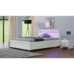 CONCEPT USINE Lit Enfield Blanc - Tête De Lit LED Et Rangement 4 Tiroirs 11 CONCEPT USINE Lit Enfield Blanc - Tête De Lit LED Et Rangement 4 Tiroirs -Talamo Magasin 1452676770 sbrled 007 white4 1500x1500 1