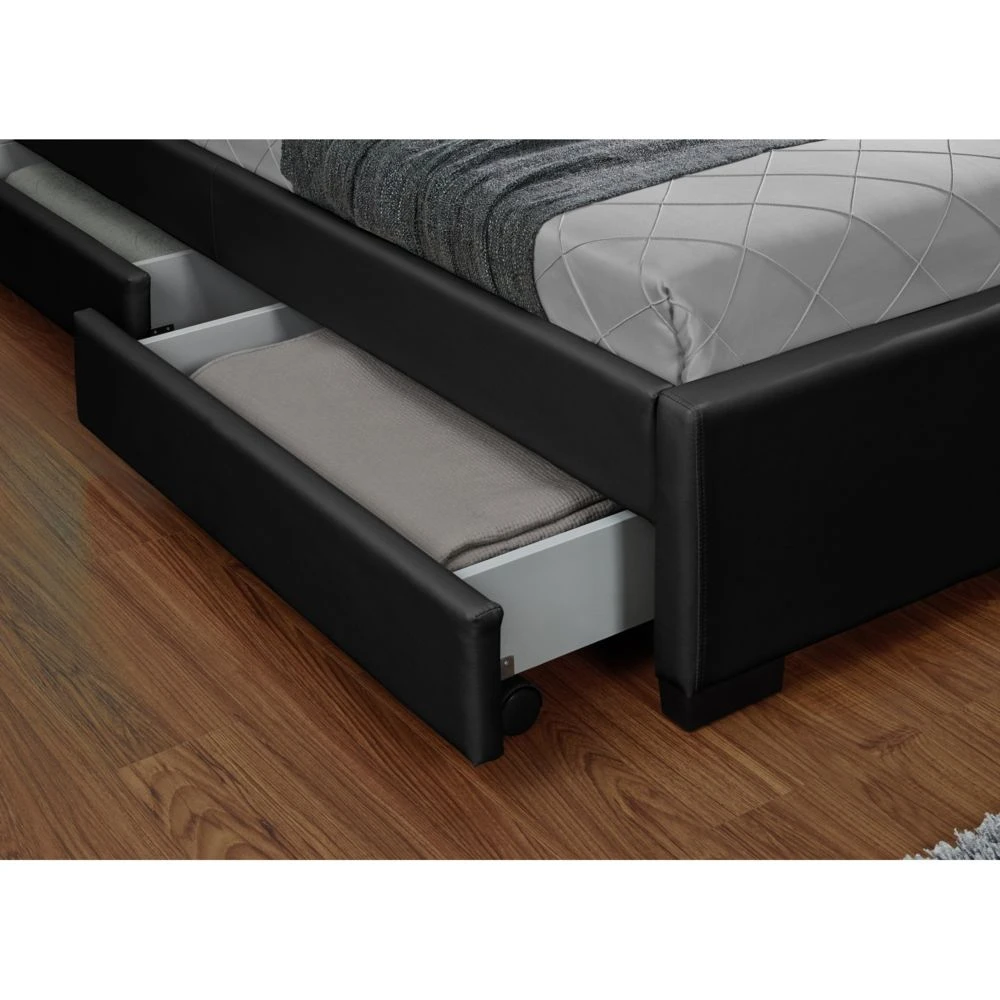 CONCEPT USINE Lit Enfield 160x190cm - Noir - Tête De Lit LED Et Rangements 4 Tiroir... 5 CONCEPT USINE Lit Enfield 160x190cm - Noir - Tête De Lit LED Et Rangements 4 Tiroir... – Image 3