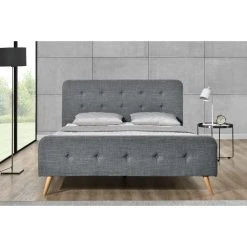 CONCEPT USINE Lit Lanka - Cadre De Lit Scandinave Gris Foncé Avec Pieds En Bois - 1... -Talamo Magasin 1510830754 lit lanka1 1500x1500 1