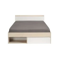BUT Lit 140x190/200 Cm Avec Rangements PUZZLE Imitation Acacia Et Blanc -Talamo Magasin 1530 l240 most f