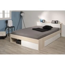 Tbs COMBO Lit Adulte Contemporain Décor Acacia - L 160 X L 200 Cm -Talamo Magasin 1530 l240 most ferm 1