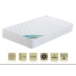 Provence Literie Matelas + Alèse 80x200 X 21 Cm - Ferme - Aertech+ 35 Kg/m3 HR Haute D...
