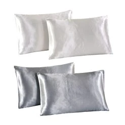Marque Generique Taies D'oreiller En Soie De Couleur Unie