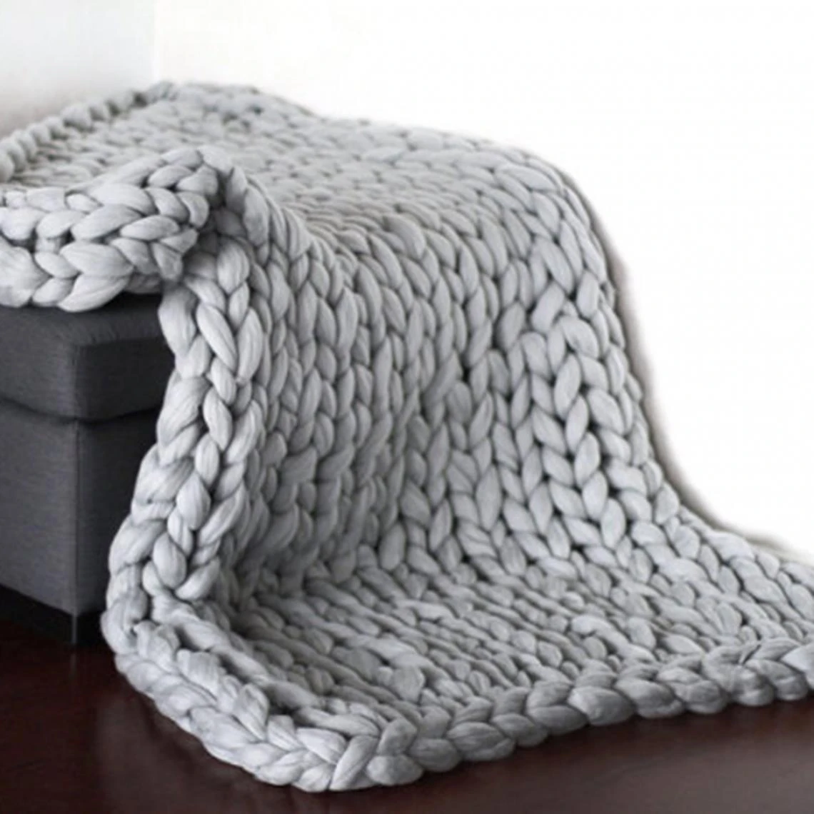 Marque Generique 2 Pièces Grande 100x80cm Grosse Couverture En Laine En Laine Tricoté... 4 Marque Generique 2 Pièces Grande 100x80cm Grosse Couverture En Laine En Laine Tricoté... – Image 2