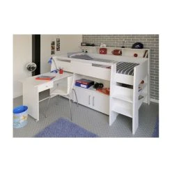 BUT Lit Combiné 90x200 Cm SWAN Sommier Inclus Blanc -Talamo Magasin 2159 comb swan ouv chai 2