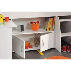 BUT Lit Combiné Avec Bureau 90x200 Cm LOAN Blanc -Talamo Magasin 2270 comb reverse detniche
