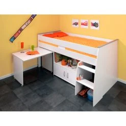 BUT Lit Combiné Avec Bureau 90x200 Cm LOAN Blanc -Talamo Magasin 2270 comb reverse orange