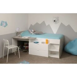 BUT Lit 90x200 Cm Avec Bureau Intégré CODY Blanc Et Gris 9 BUT Lit 90x200 Cm Avec Bureau Intégré CODY Blanc Et Gris -Talamo Magasin 2309 liti milky g