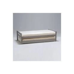 Marque Generique Lit Gigogne JUSTIN 90x200 + 2 Sommiers + 1 Tiroir-lit / Gris -Talamo Magasin 2390 44z 1 z
