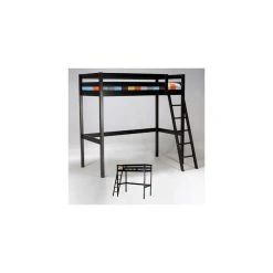 Marque Generique Lit Mezzanine STUDIO 90x190 + 1 Sommier / Noir 5 Marque Generique Lit Mezzanine STUDIO 90x190 + 1 Sommier / Noir -Talamo Magasin 3220 37z net z