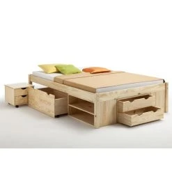 IDIMEX Lit Fonctionnel En Pin Massif SABRINA, 140 X 200 Cm, Vernis Naturel 9 IDIMEX Lit Fonctionnel En Pin Massif SABRINA, 140 X 200 Cm, Vernis Naturel -Talamo Magasin 5300 3