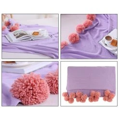 Marque Generique 3 Pièces De Coton à Tricoter Jette Des Couvertures Avec Des Boules D... -Talamo Magasin 72011976 10 image