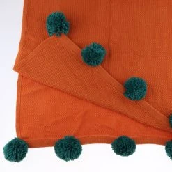 Marque Generique Coton à Tricoter Jette Des Couvertures Avec Ballon Couleur Unie Orang... -Talamo Magasin 72011977 1 image
