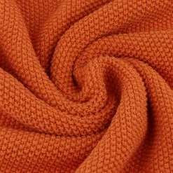 Marque Generique Coton à Tricoter Jette Des Couvertures Avec Ballon Couleur Unie Orang... -Talamo Magasin 72011977 4 image