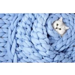 Marque Generique Couverture De Jet En Tricot Pour Canapé Lavable En Machine Bleu Clair -Talamo Magasin 72022786 8 image