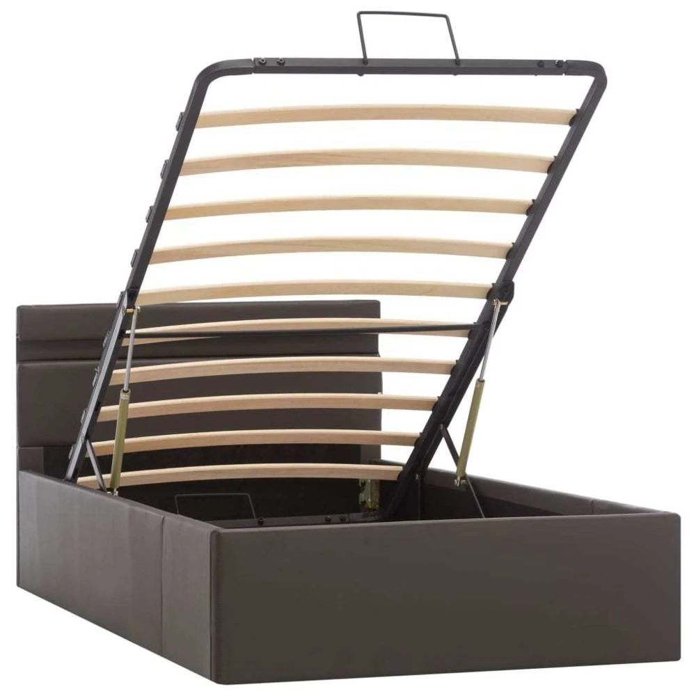 VidaXL Cadre De Lit à Rangement Avec LED Gris Similicuir 90x200 Cm 5 VidaXL Cadre De Lit à Rangement Avec LED Gris Similicuir 90x200 Cm – Image 3