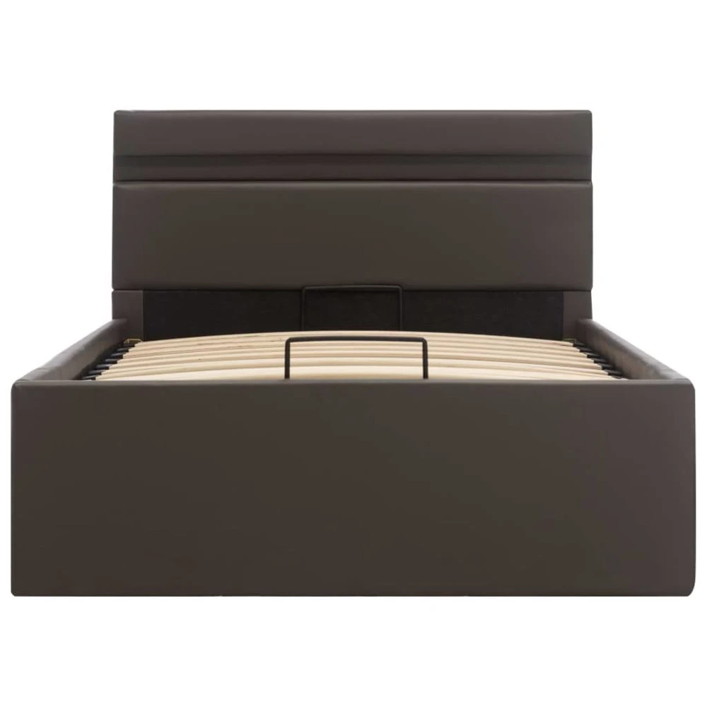 VidaXL Cadre De Lit à Rangement Avec LED Gris Similicuir 90x200 Cm 7 VidaXL Cadre De Lit à Rangement Avec LED Gris Similicuir 90x200 Cm – Image 5