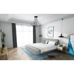 Talamo Magasin -Talamo Magasin boxy lit lin gris clair 140x190 cm 2 coffres de rangement 8552179 21742367 1140x1140