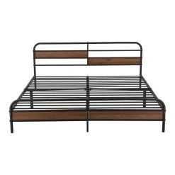 En.casa Cadre De Lit Double Aarau En Métal 180 X 200 Cm Noir Mat Effet Noyer ... -Talamo Magasin cadre de lit double aarau en metal 180 x 200 cm noir mat effet noyer encasa 11498420 30072226 1140x1140