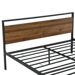 En.casa Cadre De Lit Double Finse En Métal 140 X 200 Cm Noir Mat Effet Noyer ... -Talamo Magasin cadre de lit double finse en metal 140 x 200 cm noir mat effet noyer encasa 11507004 30110772 1140x1140