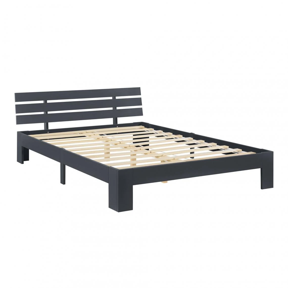 Decoshop26 Cadre De Lit Pour Adultes Avec Sommier à Lattes En Bois De Pin Gris F... 3 Decoshop26 Cadre De Lit Pour Adultes Avec Sommier à Lattes En Bois De Pin Gris F...