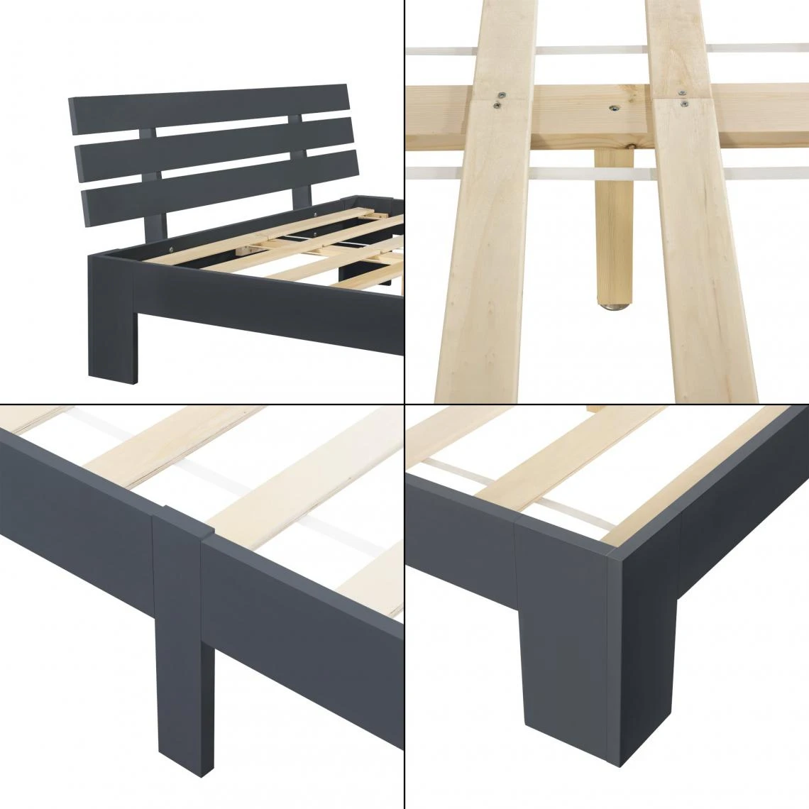 Decoshop26 Cadre De Lit Pour Adultes Avec Sommier à Lattes En Bois De Pin Gris F... 7 Decoshop26 Cadre De Lit Pour Adultes Avec Sommier à Lattes En Bois De Pin Gris F... – Image 5