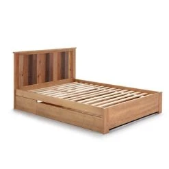 Tousmesmeubles Cadre + Tête De Lit 140*190 Cm Avec Tiroir Bois - NANATI