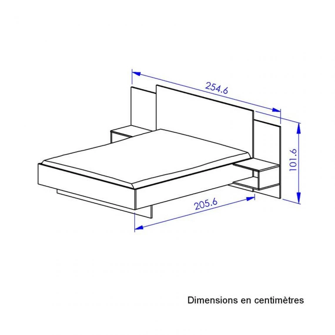 Tousmesmeubles Cadre + Tête De Lit 160*200 + Chevets Chêne/Noir - FIP 6 Tousmesmeubles Cadre + Tête De Lit 160*200 + Chevets Chêne/Noir - FIP – Image 4