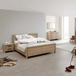 Tousmesmeubles Cadre + Tête De Lit 160*200 Cm Bois Clair - ANAELLE -Talamo Magasin cadre tete de lit 160200 cm bois clair anaelle 12259516 32616862 1140x1140