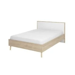 Tousmesmeubles Cadre + Tête De Lit 180*200 Cm Chêne Blond/Blanc - ESMEY -Talamo Magasin cadre tete de lit 180200 cm chene blondblanc esmey 12259448 32616558 1140x1140