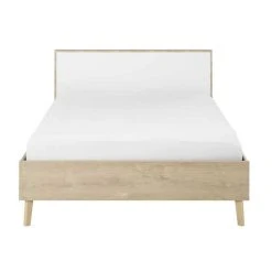 Tousmesmeubles Cadre + Tête De Lit 180*200 Cm Chêne Blond/Blanc - ESMEY -Talamo Magasin cadre tete de lit 180200 cm chene blondblanc esmey 12259448 32616560 1140x1140