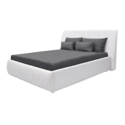 CSTORE CLOUD - Lit Adulte 140x190 Cm + Coffre De Rangement - Simili Blanc - S...