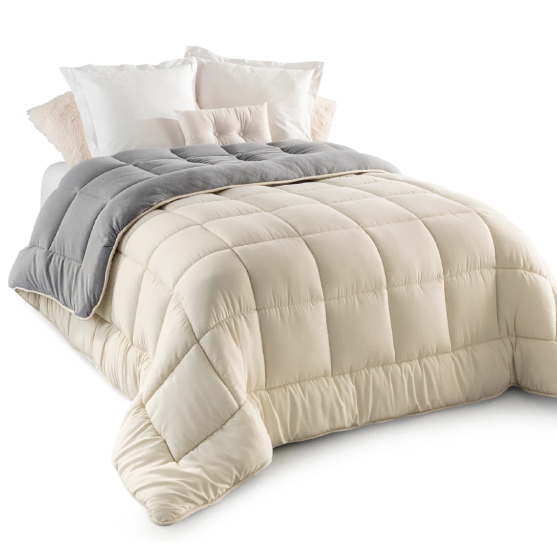 Idmarket Couette 200x200 CM ZOE Polaire Biface Gris Et Crème 400 Gr 6 Idmarket Couette 200x200 CM ZOE Polaire Biface Gris Et Crème 400 Gr – Image 4