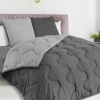 Idmarket Couette 220x240 CM ABBY Bicolore Gris Clair Et Gris 300 Gr + 2 Oreille...