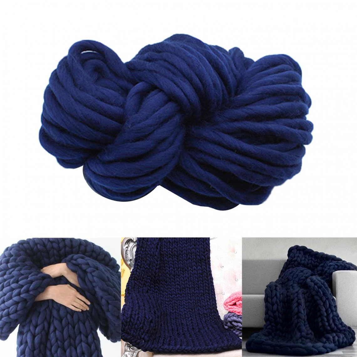 Marque Generique Couverture De Jet En Tricot Pour Canapé Lavable En Machine Bleu Fonc?... 3 Marque Generique Couverture De Jet En Tricot Pour Canapé Lavable En Machine Bleu Fonc?...