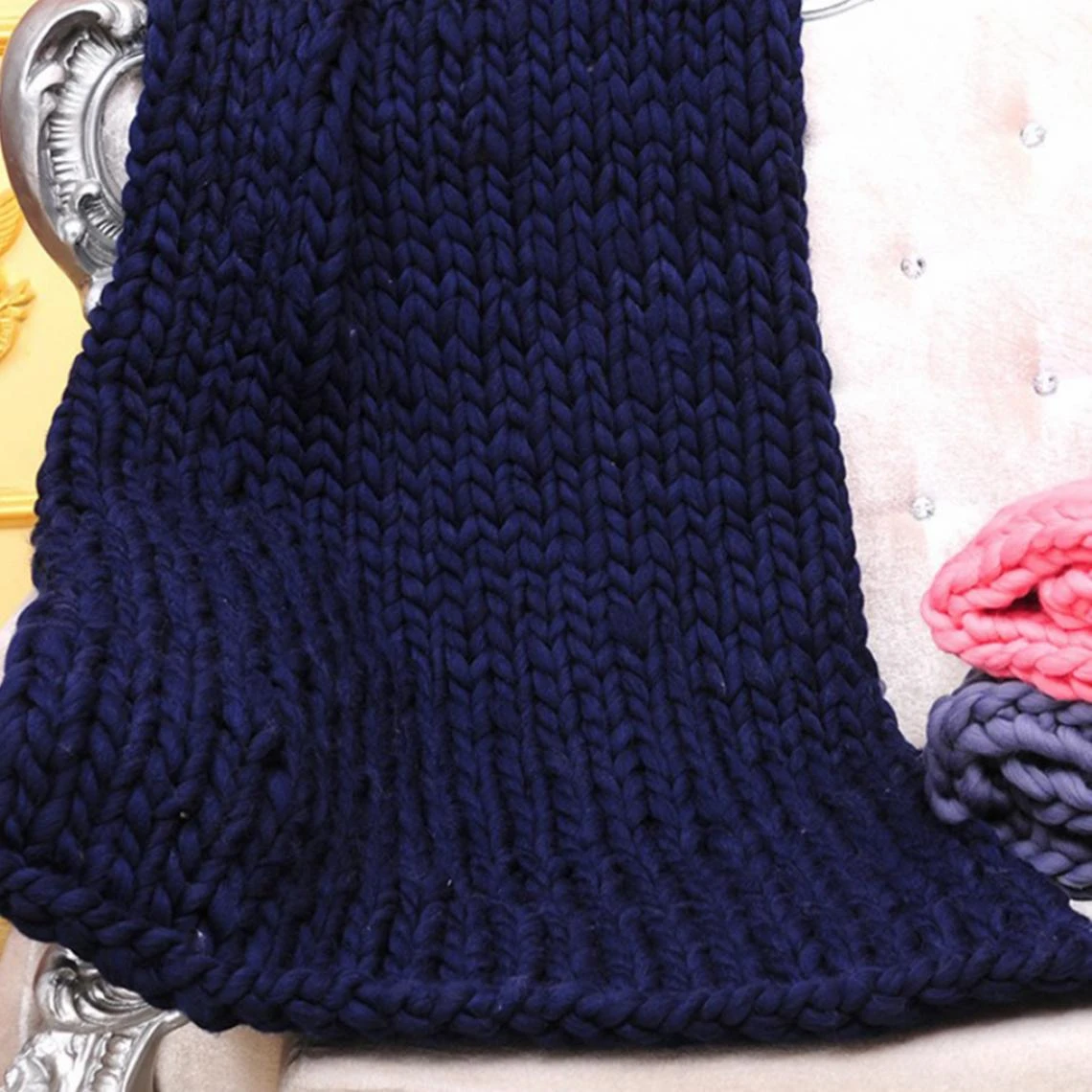 Marque Generique Couverture De Jet En Tricot Pour Canapé Lavable En Machine Bleu Fonc?... 5 Marque Generique Couverture De Jet En Tricot Pour Canapé Lavable En Machine Bleu Fonc?... – Image 3