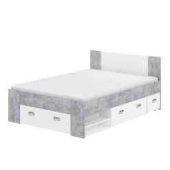 CSTORE - Udine Lit Adulte 140x200 Cm 3 Tiroirs + Chevet - Blanc Et Dé... -Talamo Magasin cstore udine lit adulte 140x200 cm 3 tiroirs chevet blanc et decor beton 10644774 27710688 1140x1140