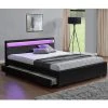 CONCEPT USINE Lit Enfield 160x190cm - Noir - Tête De Lit LED Et Rangements 4 Tiroir... -Talamo Magasin dh6tzw