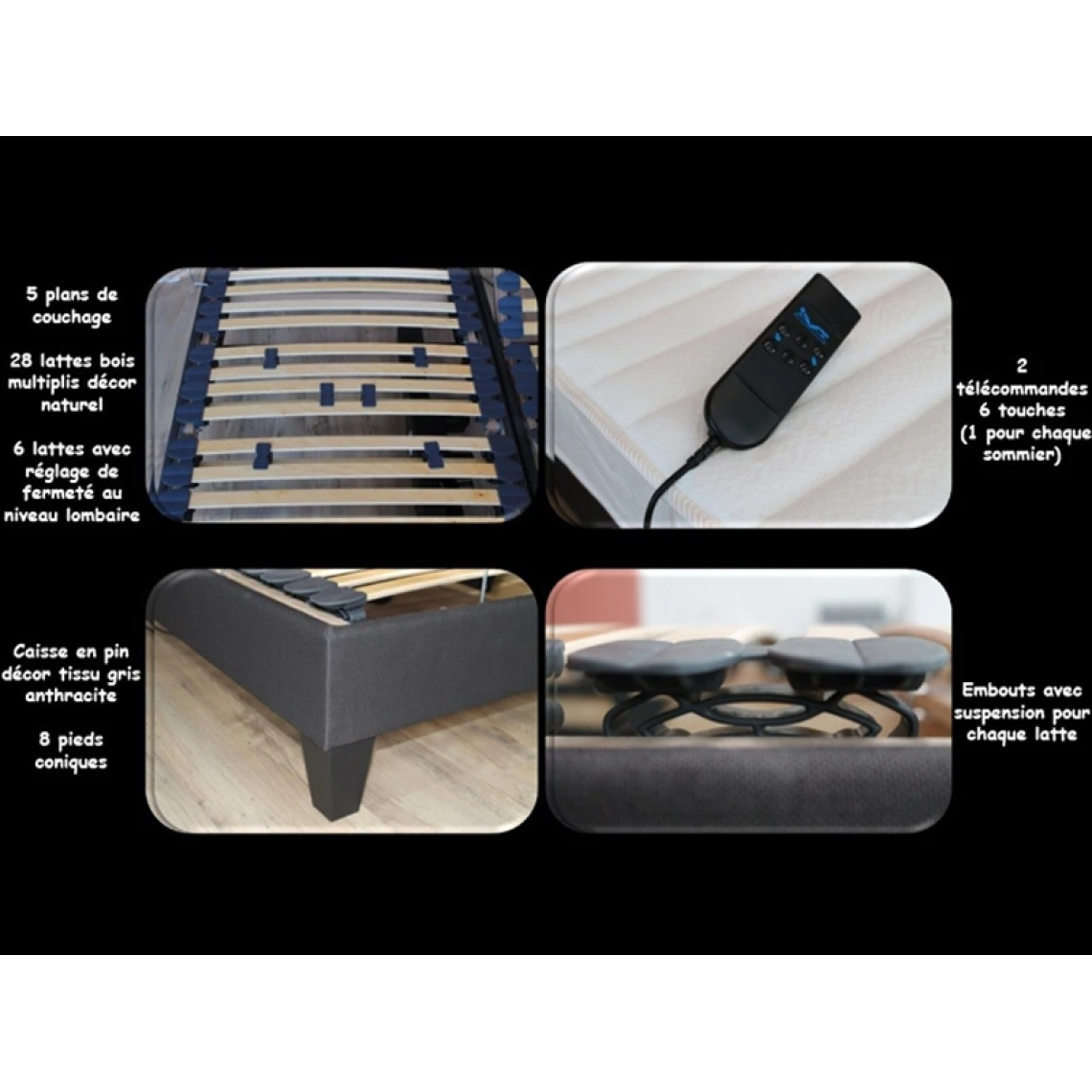 Idliterie Ensemble Relaxation 100% Latex 5 Zones 73kg/m3 + Sommier Avec Réglage... 6 Idliterie Ensemble Relaxation 100% Latex 5 Zones 73kg/m3 + Sommier Avec Réglage... – Image 4