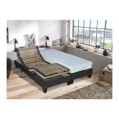Idliterie Ensemble Relaxation Mémoire De Forme + Sommier Avec Réglage Fermeté...