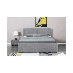 Fournier Decoration FLOKI LIT COFFRE LIN GRIS CLAIR 140X190 CM 2 TIROIRS -Talamo Magasin floki lit coffre lin avec 1 ou 2 tiroirs 2