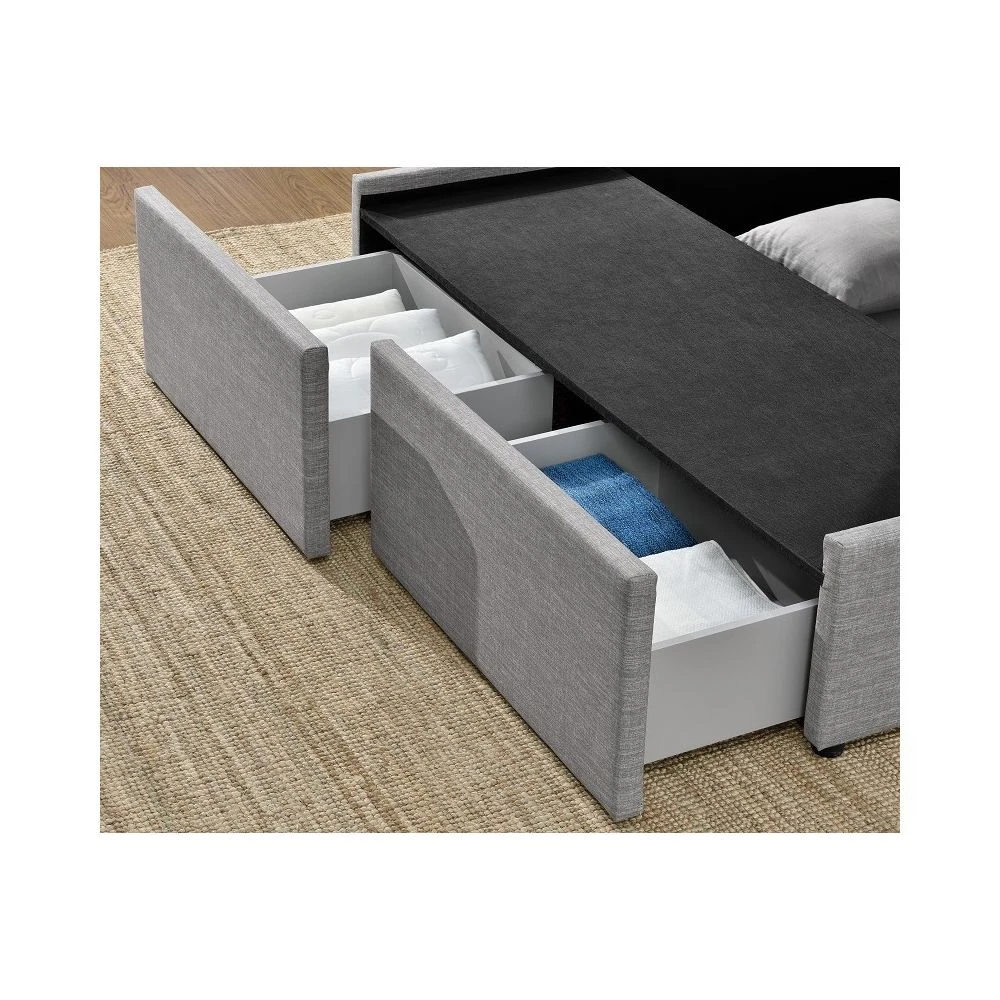 Fournier Decoration LAGERTHA LIT COFFRE LIN GRIS 160X200 CM 2 TIROIRS 4 Fournier Decoration LAGERTHA LIT COFFRE LIN GRIS 160X200 CM 2 TIROIRS – Image 2