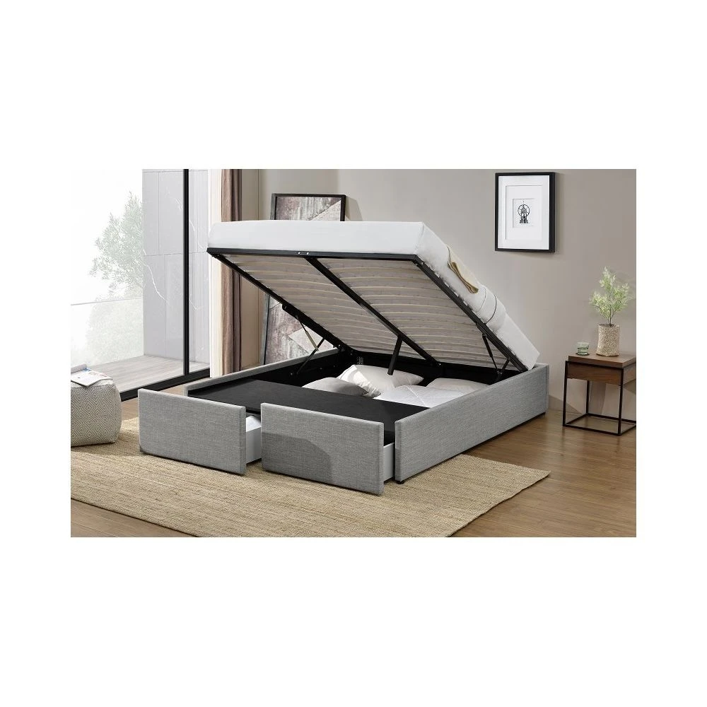 Fournier Decoration LAGERTHA LIT COFFRE LIN GRIS 160X200 CM 2 TIROIRS 3 Fournier Decoration LAGERTHA LIT COFFRE LIN GRIS 160X200 CM 2 TIROIRS