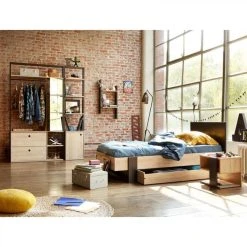 BUT Lit 140x190 Cm DUPLEX Imitation Châtaignier Et Noir -Talamo Magasin lit 140x 190 cm duplex imitation chataignier et noir 9163523 23921943 1140x1140