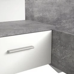 BUT Lit 140x190 Cm GINGER 2 Chevets Suspendus Gris Clair Et Blanc Mat -Talamo Magasin lit 140x190 cm 2 chevets suspendus ginger beton gris clair et blanc mat 10156054 26130020 1140x1140