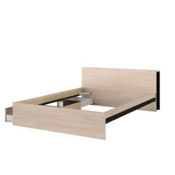 BUT Lit 140x190 Cm Avec 2 Tiroirs Et Tête De Lit Avec Rangements LODGE Im... -Talamo Magasin lit 140x190 cm avec 2 tiroirs et tete de lit avec rangements lodge imitation chene et noir 13731284 37888634 1140x1140