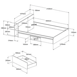 BUT Lit 140x190 Cm Avec 2 Tiroirs Et Tête De Lit Avec Rangements LODGE Im... -Talamo Magasin lit 140x190 cm avec 2 tiroirs et tete de lit avec rangements lodge imitation chene et noir 13731284 37888636 1140x1140